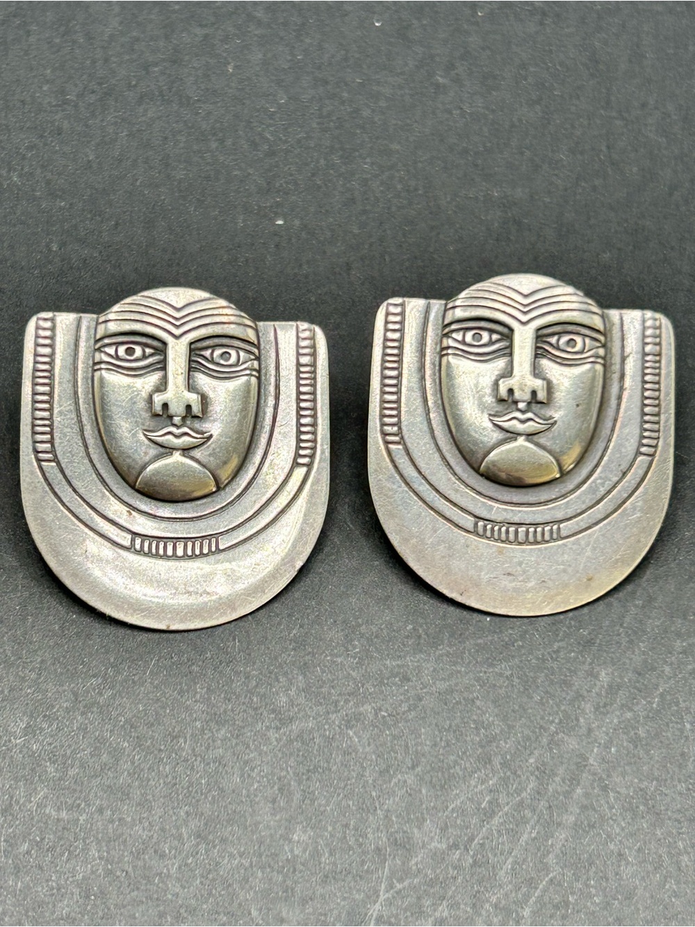 VTG Sterling Silver Unsigned Laurel Burch Tribal Post Back Earrings